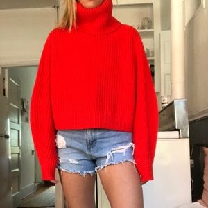Red turtleneck sweater from H&M